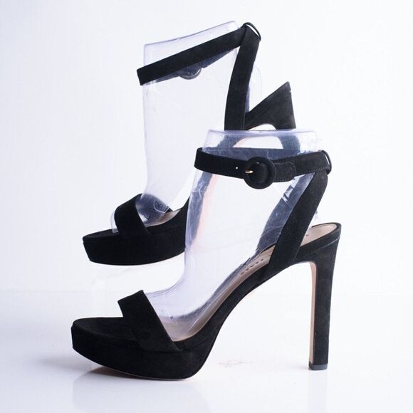 Veronica Beard Womens Black Suede Darcelle Strappy Pump Heels US 10 EU 41 New - Picture 5 of 9